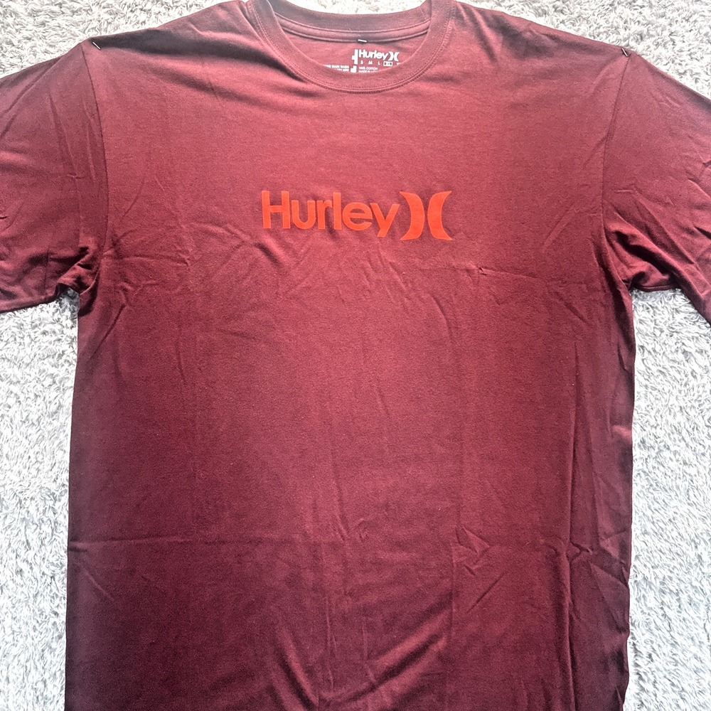 Men's Vintage Y2K Men's Hurley Logo Shirt Staker  XL Burgundy Red Surf Skate